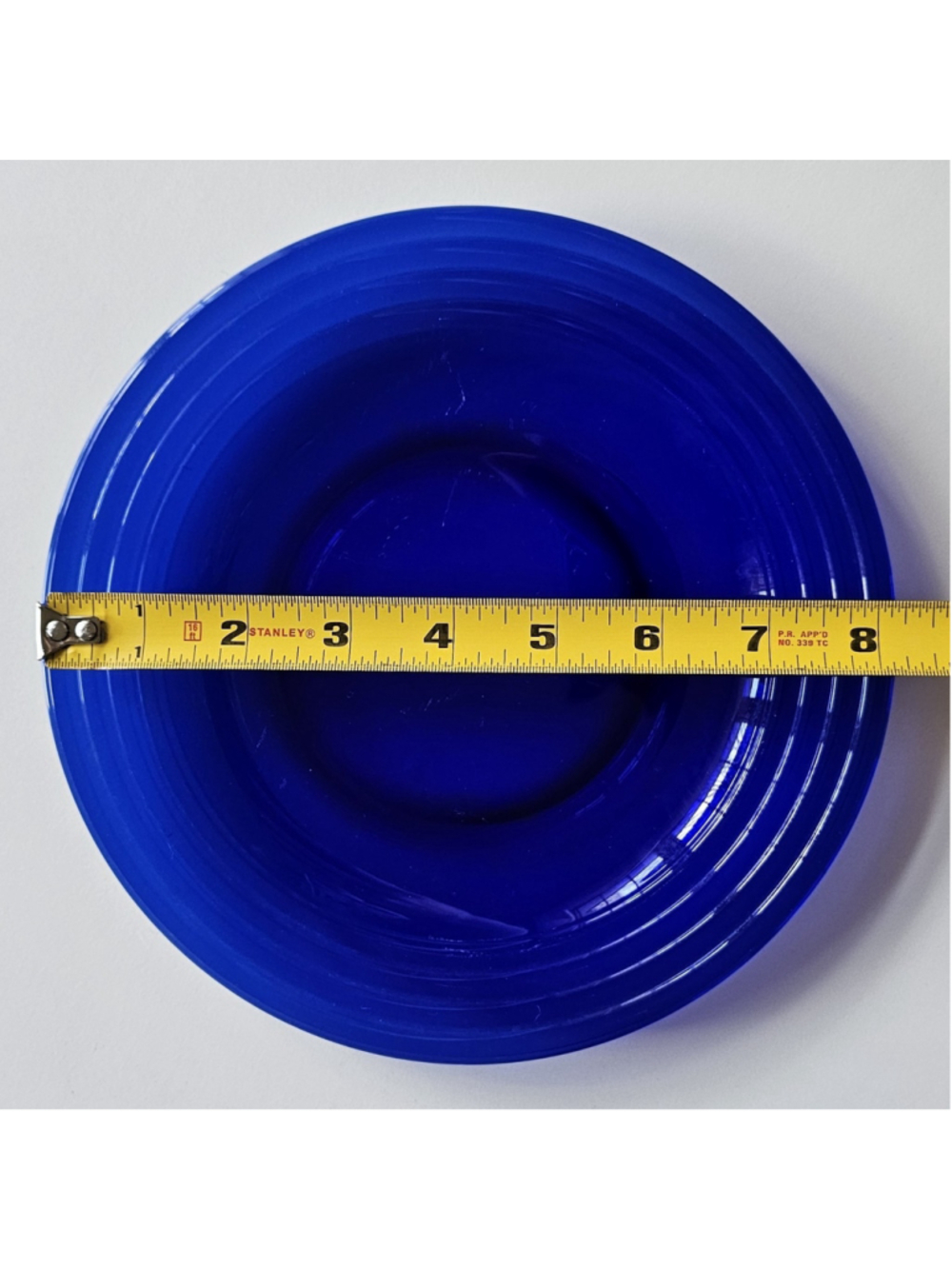 MCM Cobalt Blue Ribbed Glass Bowl & Plate Set – 3 Bowls 3 Plates Vintage - Picture 13 of 16